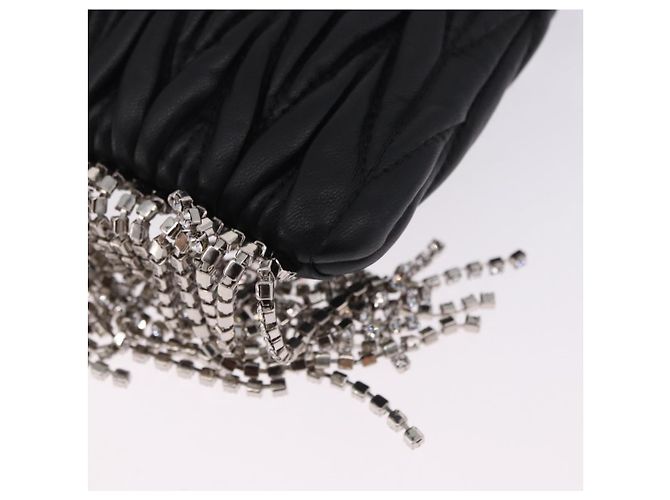 Borsa a tracolla Miu Miu Matelassé in pelle nera argento Auth ka5870SAM Nero - vista 18