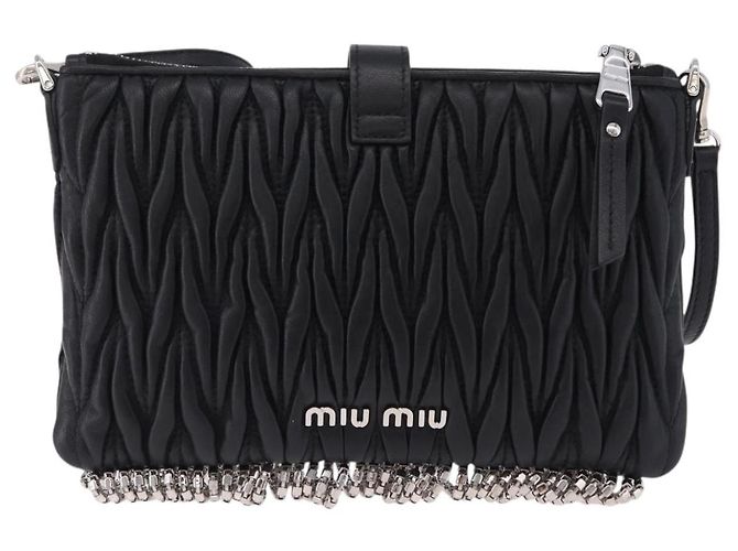Borsa a tracolla Miu Miu Matelassé in pelle nera argento Auth ka5870SAM Nero - vista 2