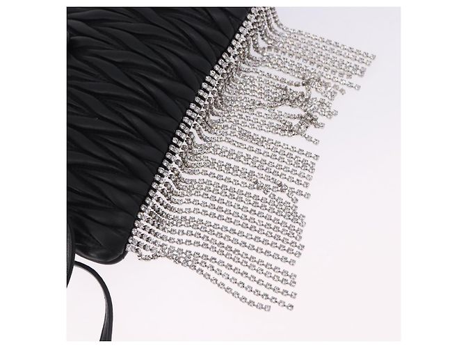 Borsa a tracolla Miu Miu Matelassé in pelle nera argento Auth ka5870SAM Nero - vista 20