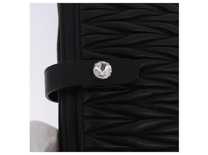 Borsa a tracolla Miu Miu Matelassé in pelle nera argento Auth ka5870SAM Nero - vista 21