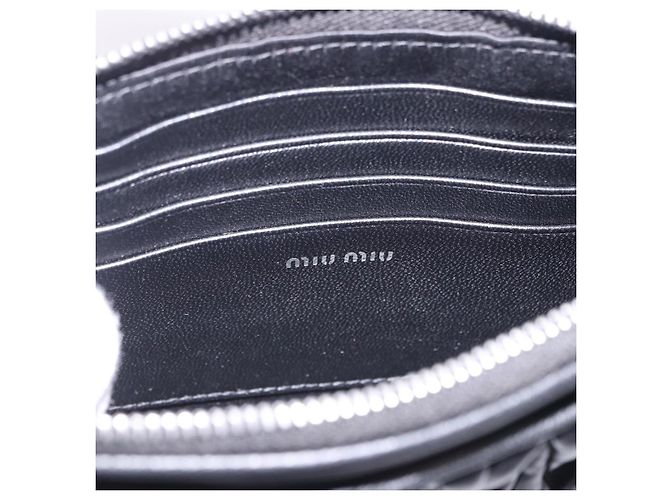Borsa a tracolla Miu Miu Matelassé in pelle nera argento Auth ka5870SAM Nero - vista 22