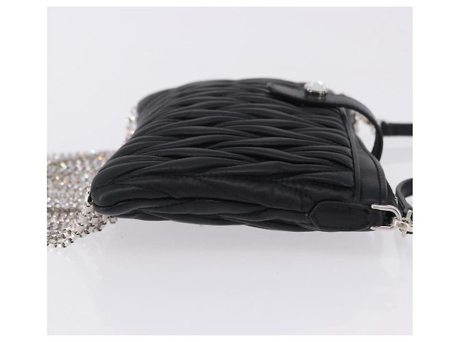 Borsa a tracolla Miu Miu Matelassé in pelle nera argento Auth ka5870SAM Nero - vista 3