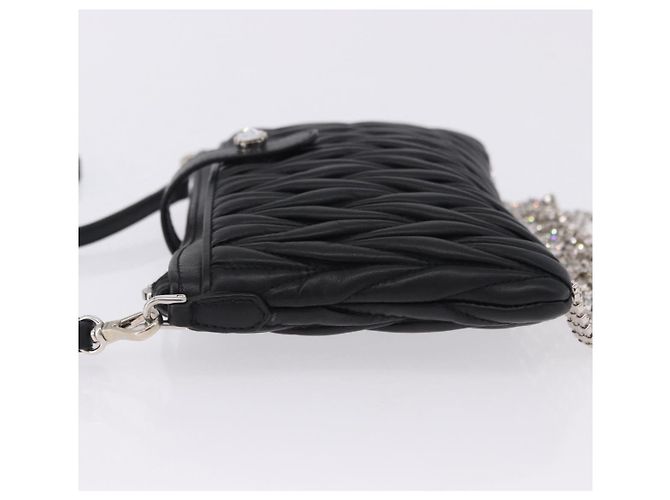 Borsa a tracolla Miu Miu Matelassé in pelle nera argento Auth ka5870SAM Nero - vista 4
