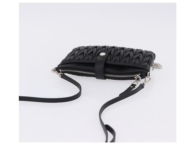 Borsa a tracolla Miu Miu Matelassé in pelle nera argento Auth ka5870SAM Nero - vista 6