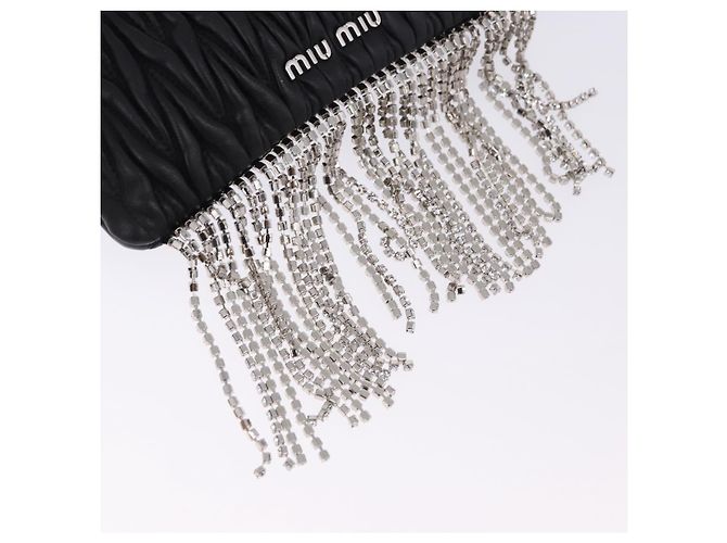 Borsa a tracolla Miu Miu Matelassé in pelle nera argento Auth ka5870SAM Nero - vista 8
