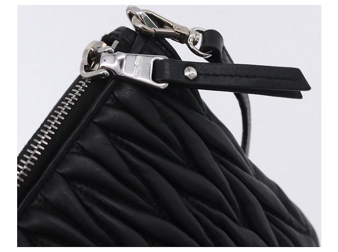 Borsa a tracolla Miu Miu Matelassé in pelle nera argento Auth ka5870SAM Nero - vista 9