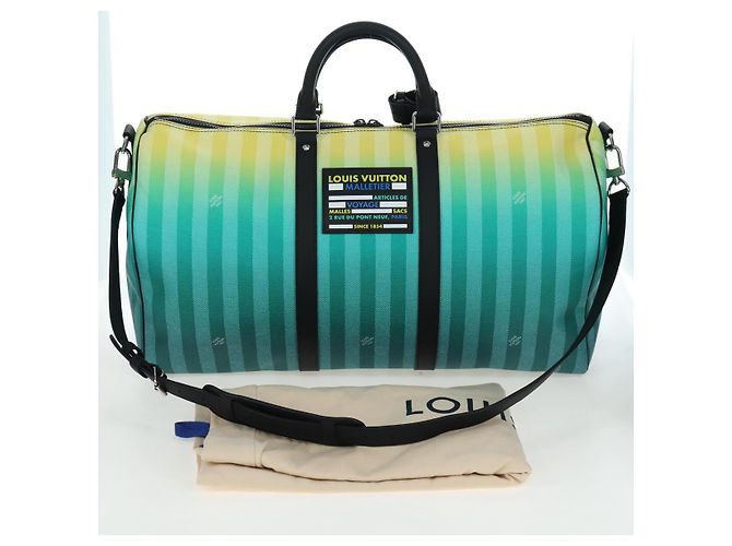 LOUIS VUITTON Damier Stripe Gradation Keepall Bandouliere 50 Auth 198613SM Verde - vista 12