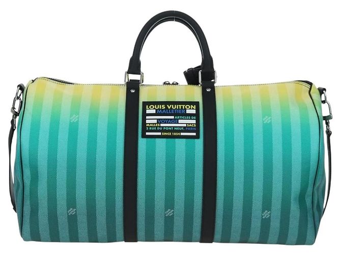 LOUIS VUITTON Damier Stripe Gradation Keepall Bandouliere 50 Auth 198613SM Verde - vista 13