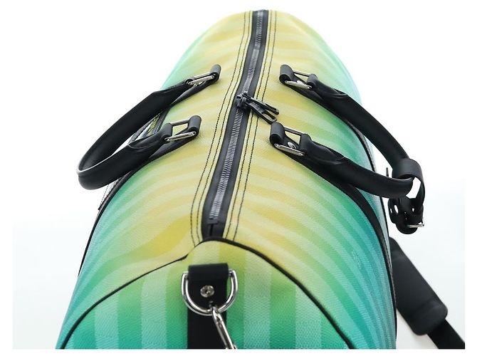 LOUIS VUITTON Damier Stripe Gradation Keepall Bandouliere 50 Auth 198613SM Verde - vista 14