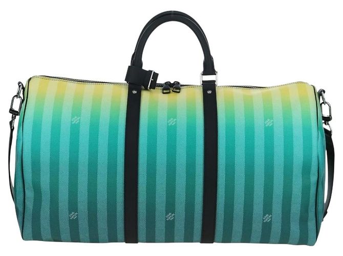 LOUIS VUITTON Damier Stripe Gradation Keepall Bandouliere 50 Auth 198613SM Verde - vista 2