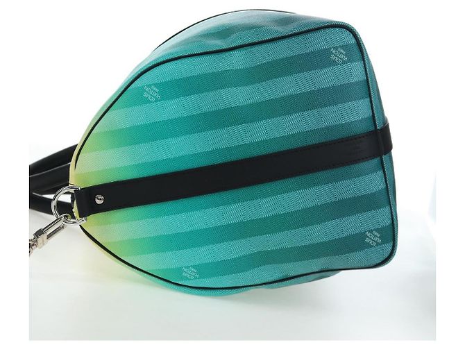 LOUIS VUITTON Damier Stripe Gradation Keepall Bandouliere 50 Auth 198613SM Verde - vista 3