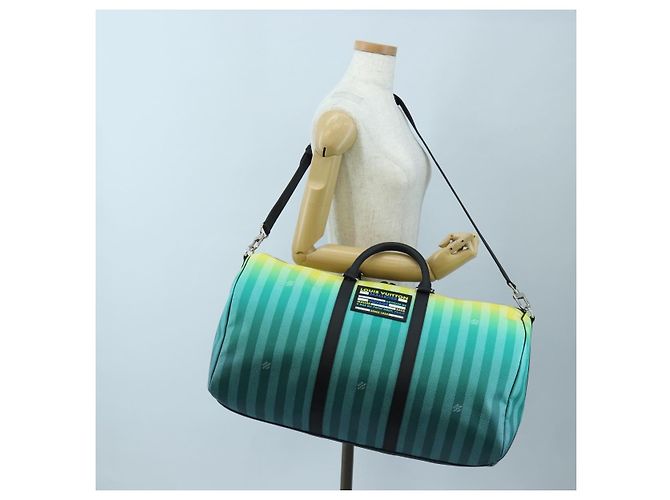 LOUIS VUITTON Damier Stripe Gradation Keepall Bandouliere 50 Auth 198613SM Verde - vista 32
