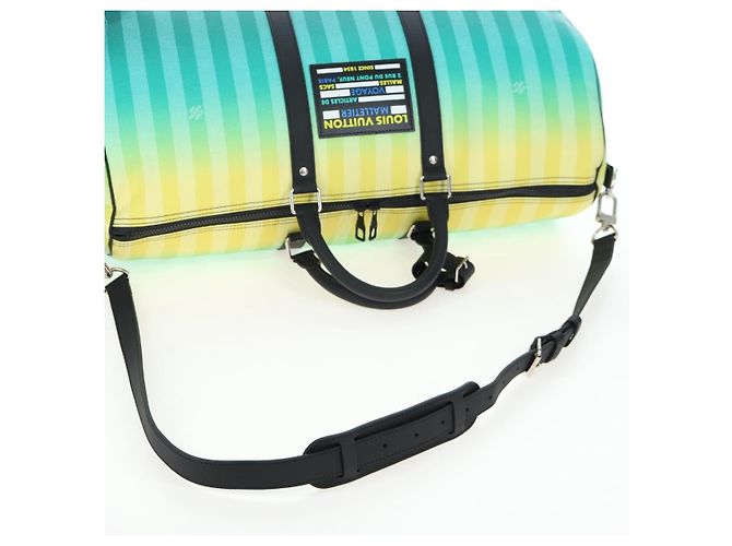 LOUIS VUITTON Damier Stripe Gradation Keepall Bandouliere 50 Auth 198613SM Verde - vista 7