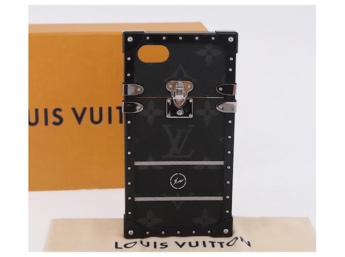 LOUIS VUITTON Monogram Eclipse Fragment iTrunk iPhone 7 Case M62613 Auth BA15042 Noir Monogramme - vue 12