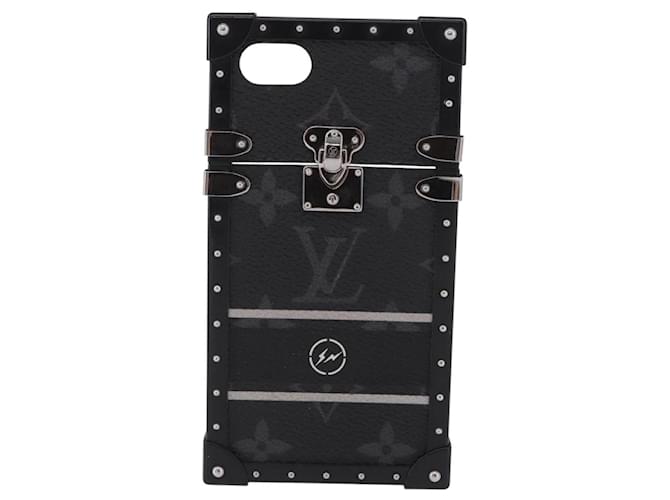 LOUIS VUITTON Monogram Eclipse Fragment iTrunk iPhone 7 Case M62613 Auth BA15042 Noir Monogramme - vue 13