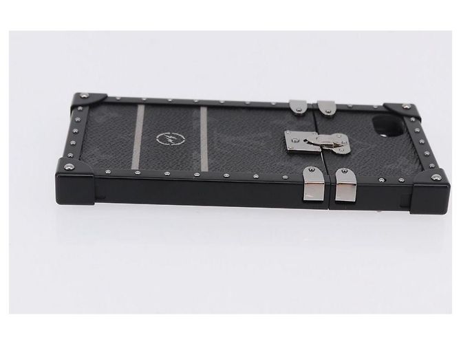 LOUIS VUITTON Monogram Eclipse Fragment iTrunk iPhone 7 Case M62613 Auth BA15042 Noir Monogramme - vue 3