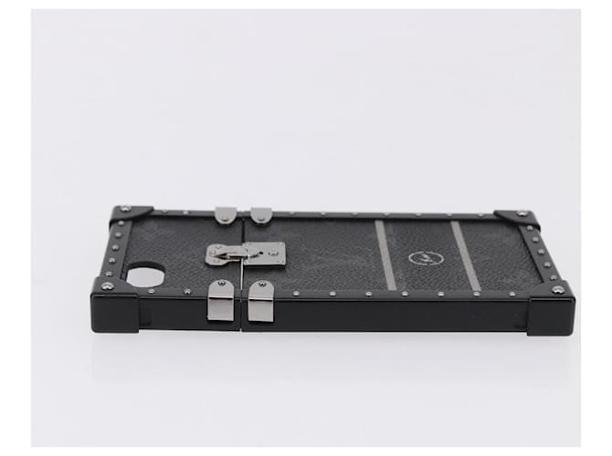 LOUIS VUITTON Monogram Eclipse Fragment iTrunk iPhone 7 Case M62613 Auth BA15042 Noir Monogramme - vue 4