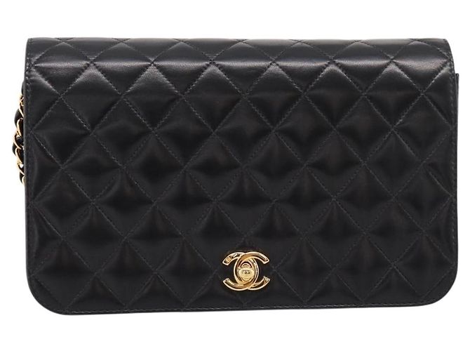 Borsa a catena CHANEL Matelasse Turn Lock in pelle d'agnello nera e oro CC Auth yk20823SAM Nero D'oro - vista 13