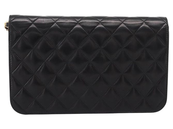 Borsa a catena CHANEL Matelasse Turn Lock in pelle d'agnello nera e oro CC Auth yk20823SAM Nero D'oro - vista 2