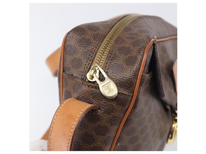 Céline Borsa a tracolla CELINE Macadam Canvas PVC Pelle Marrone Oro Auth 199592A D'oro - vista 10