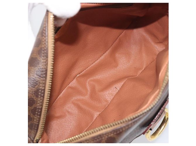 Céline Borsa a tracolla CELINE Macadam Canvas PVC Pelle Marrone Oro Auth 199592A D'oro - vista 11