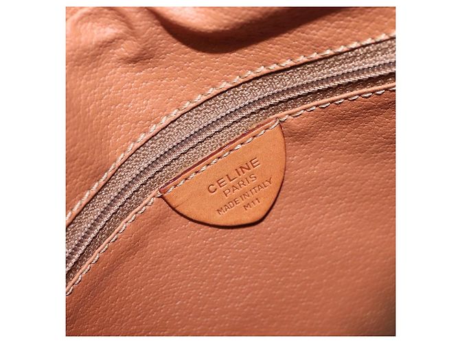 Céline Borsa a tracolla CELINE Macadam Canvas PVC Pelle Marrone Oro Auth 199592A D'oro - vista 12