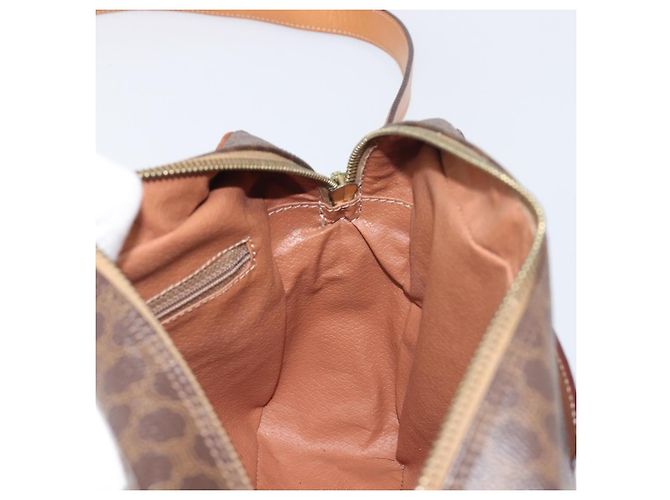 Céline Borsa a tracolla CELINE Macadam Canvas PVC Pelle Marrone Oro Auth 199592A D'oro - vista 18