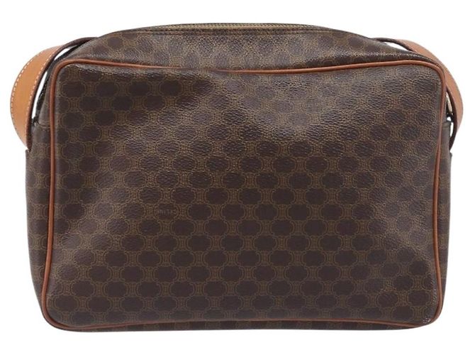 Céline Borsa a tracolla CELINE Macadam Canvas PVC Pelle Marrone Oro Auth 199592A D'oro - vista 2