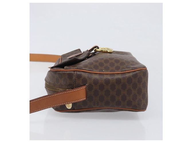 Céline Borsa a tracolla CELINE Macadam Canvas PVC Pelle Marrone Oro Auth 199592A D'oro - vista 4