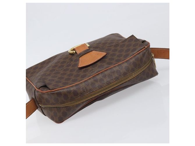Céline Borsa a tracolla CELINE Macadam Canvas PVC Pelle Marrone Oro Auth 199592A D'oro - vista 6