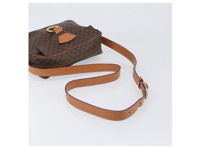 Céline Borsa a tracolla CELINE Macadam Canvas PVC Pelle Marrone Oro Auth 199592A D'oro - vista 7