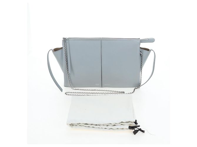 Céline Borsa a tracolla CELINE Chain Trillodo in pelle azzurro argento Auth 199685V Blu chiaro - vista 12