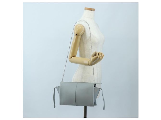 Céline Borsa a tracolla CELINE Chain Trillodo in pelle azzurro argento Auth 199685V Blu chiaro - vista 29