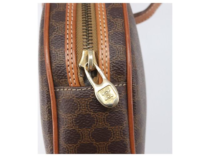 Céline Borsa a tracolla CELINE Macadam PVC Pelle Marrone Tono Oro Auth 198926 - vista 10