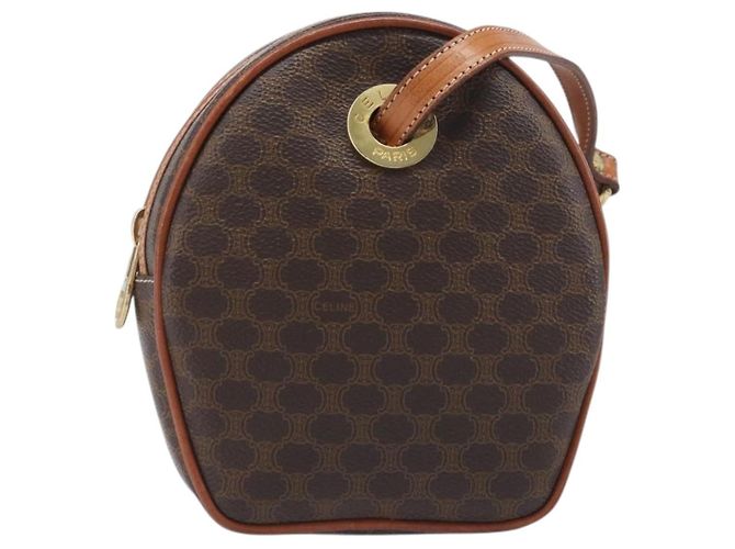 Céline Borsa a tracolla CELINE Macadam PVC Pelle Marrone Tono Oro Auth 198926 - vista 13