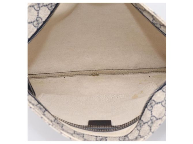 Bolsa de Ombro GUCCI GG Supreme PVC Couro Navy Silver 201446 Auth BA15286 Prata Azul marinho - vista 11