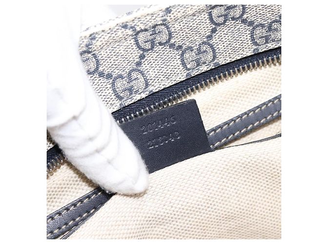 Bolsa de Ombro GUCCI GG Supreme PVC Couro Navy Silver 201446 Auth BA15286 Prata Azul marinho - vista 12