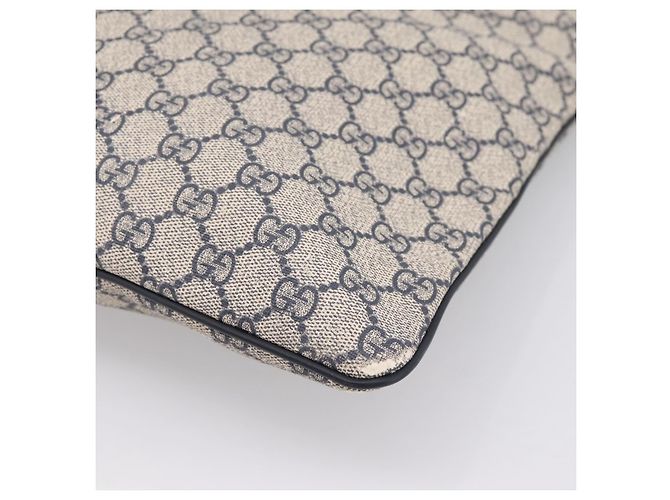 Bolsa de Ombro GUCCI GG Supreme PVC Couro Navy Silver 201446 Auth BA15286 Prata Azul marinho - vista 15