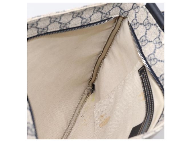 Bolsa de Ombro GUCCI GG Supreme PVC Couro Navy Silver 201446 Auth BA15286 Prata Azul marinho - vista 18