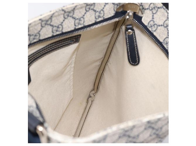 Bolsa de Ombro GUCCI GG Supreme PVC Couro Navy Silver 201446 Auth BA15286 Prata Azul marinho - vista 19
