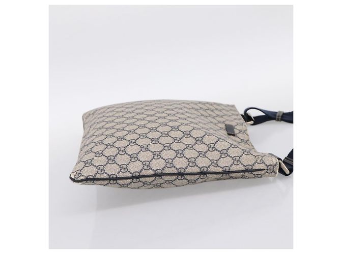Bolsa de Ombro GUCCI GG Supreme PVC Couro Navy Silver 201446 Auth BA15286 Prata Azul marinho - vista 4