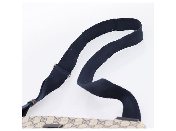 Bolsa de Ombro GUCCI GG Supreme PVC Couro Navy Silver 201446 Auth BA15286 Prata Azul marinho - vista 8