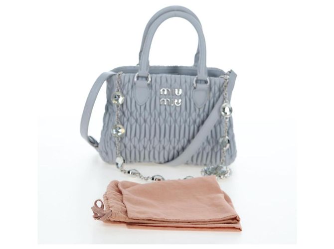 Borsa Miu Miu in pelle Nappa Crystal 2way Azzurro Argento Auth 196642M Blu chiaro - vista 12