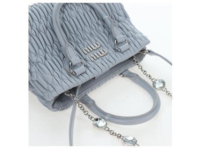 Borsa Miu Miu in pelle Nappa Crystal 2way Azzurro Argento Auth 196642M Blu chiaro - vista 14