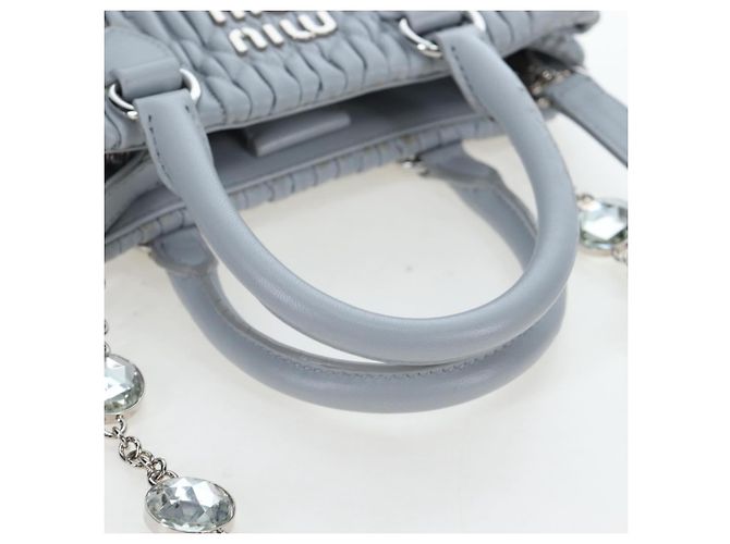 Borsa Miu Miu in pelle Nappa Crystal 2way Azzurro Argento Auth 196642M Blu chiaro - vista 15