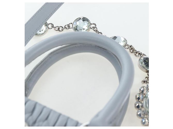 Borsa Miu Miu in pelle Nappa Crystal 2way Azzurro Argento Auth 196642M Blu chiaro - vista 16
