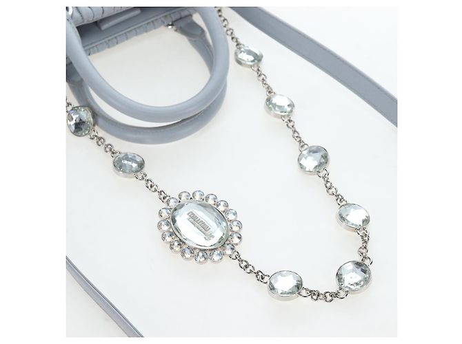 Borsa Miu Miu in pelle Nappa Crystal 2way Azzurro Argento Auth 196642M Blu chiaro - vista 17
