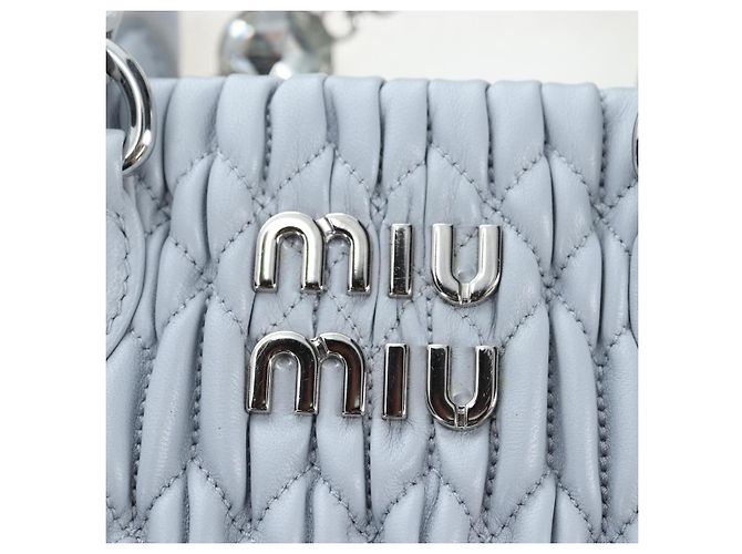 Borsa Miu Miu in pelle Nappa Crystal 2way Azzurro Argento Auth 196642M Blu chiaro - vista 26