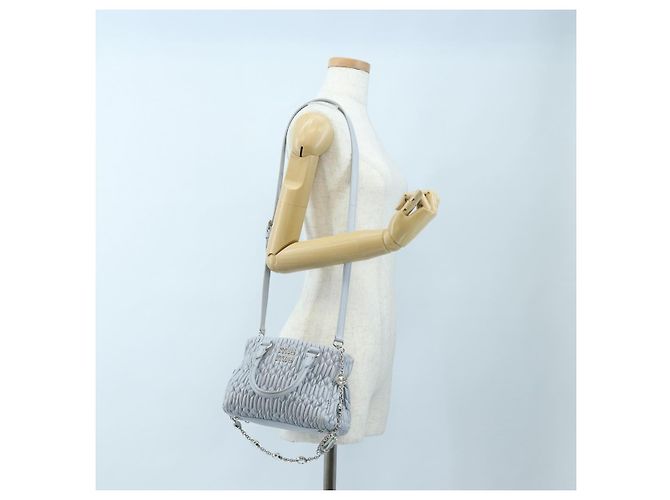 Borsa Miu Miu in pelle Nappa Crystal 2way Azzurro Argento Auth 196642M Blu chiaro - vista 33