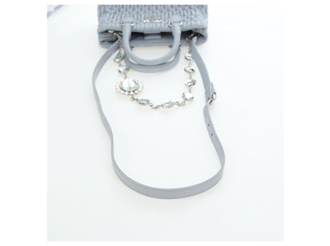 Borsa Miu Miu in pelle Nappa Crystal 2way Azzurro Argento Auth 196642M Blu chiaro - vista 8